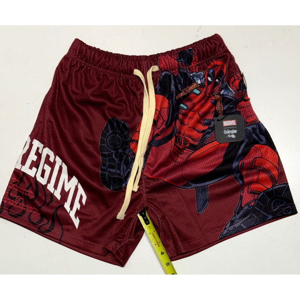 Civil Regime Marvel Deadpool Mesh‎ Basketball Shorts Maroon Mens Small New NWT